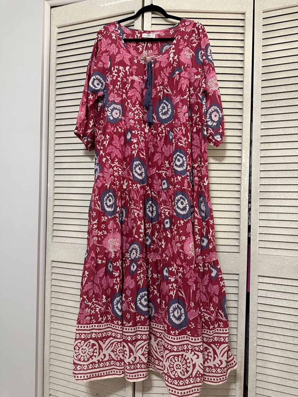 NATURAL LIFE Pink Floral Boho Tiered Maxi Dress
